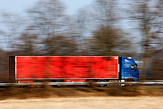 卡车,红色,拖车,公路,北莱茵威斯特伐利亚,德国,欧洲