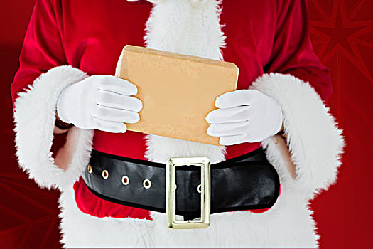 腰部,圣诞老人,拿着,盒子