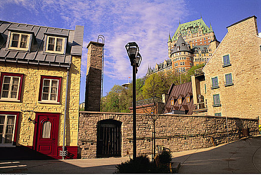 街道,仰视,夫隆特纳克城堡,魁北克城,魁北克,加拿大