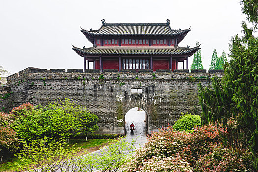 中国湖北荆州古城城墙城楼
