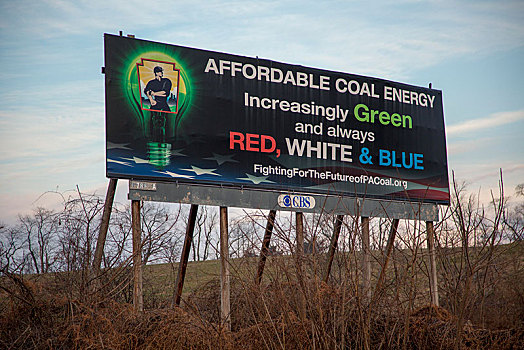 广告牌,公路,绿色,煤,制作,威廉波特,宾夕法尼亚,美国,北美