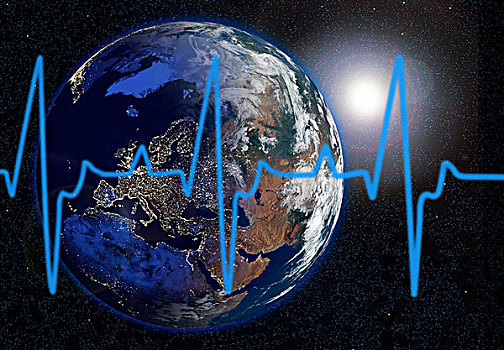 心电图,听诊器,苹果,象征,全球,疾病,预防,国际,保健