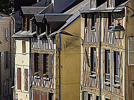 法国,中心,半木结构,房子