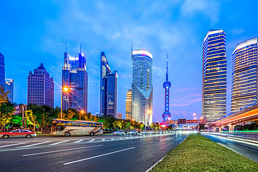 上海建筑景观夜景和城市亮化