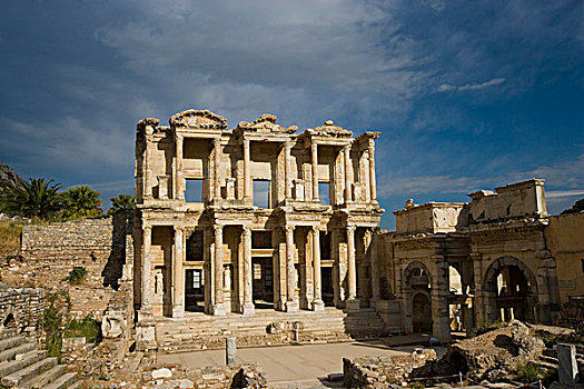 中东,土耳其,最好,保存,罗马,城市,面对,图书馆