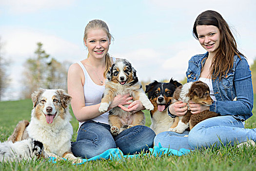 两个,美女,澳大利亚人,小狗,巴伐利亚,德国,欧洲