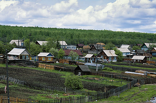 俄罗斯,西伯利亚,乡村,木屋
