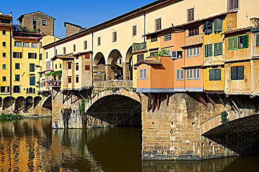 中世纪,维奇奥桥,桥,穿过,阿尔诺河,历史,中心,佛罗伦萨,世界遗产,托斯卡纳,意大利,欧洲