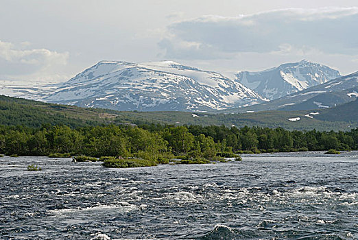 河,尤通黑门山,东方,边缘,国家,公园,挪威,斯堪的纳维亚,欧洲