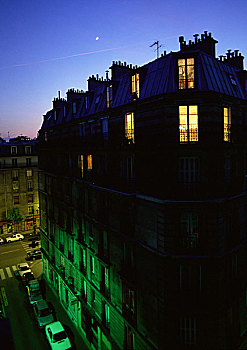 法国,巴黎,建筑,黄昏