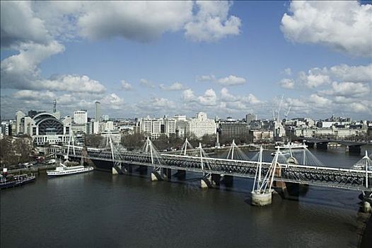 金禧桥,伦敦眼,桥,伦敦,英格兰