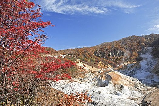 水疗,秋叶,山谷