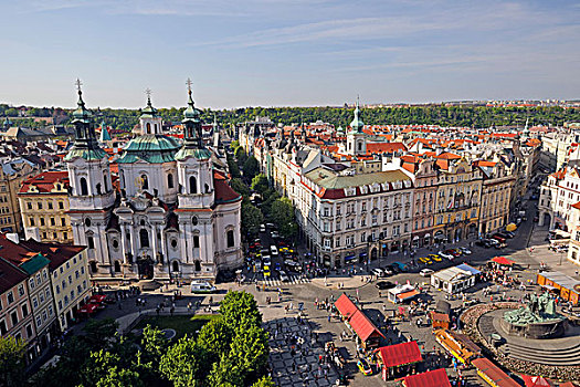 风景,城镇,老,老城,世界遗产,布拉格,波希米亚,捷克共和国,欧洲
