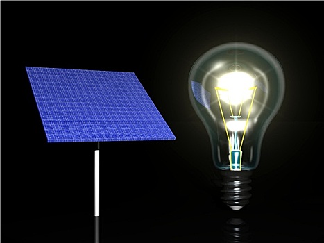 太阳能电池板,电灯泡