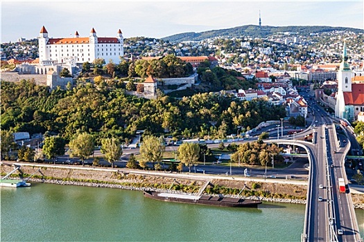 多瑙河,水岸,桥,布拉迪斯拉瓦,城市