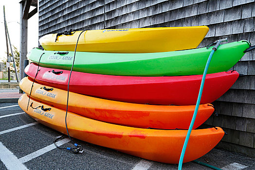 彩色,皮划艇,港口,布里斯托尔,罗德岛,美国,北美