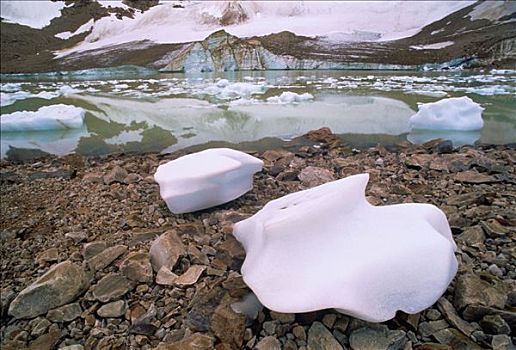 冰山,结冰,伊迪斯卡维尔山,碧玉国家公园,艾伯塔省,加拿大