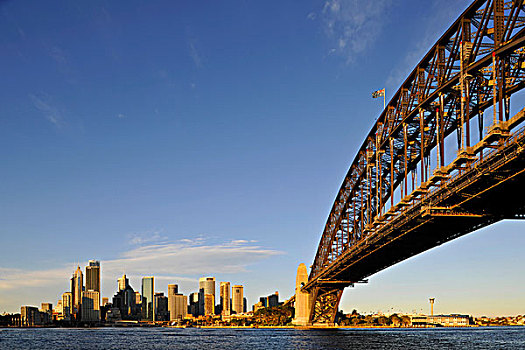 悉尼歌剧院,悉尼港大桥,中央商务区,港口,黎明,悉尼,新南威尔士,澳大利亚
