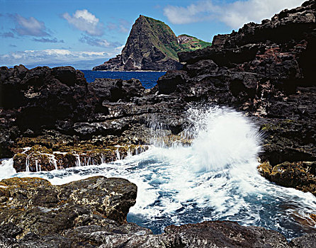 夏威夷,毛伊岛,波浪,太平洋,海洋,碰撞,火山岩,西北地区,海岸,大幅,尺寸