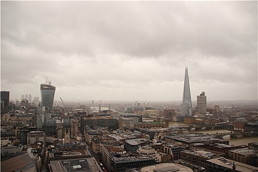 阴天,雨,上方,湿,伦敦,全景,风景