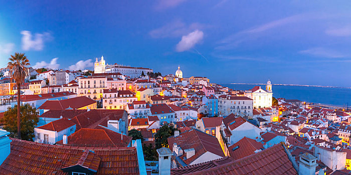夜晚,老城,河,波尔图,葡萄牙