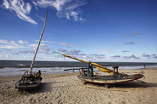 渔船,海滩,巴西