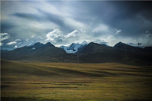 雪山,草原,西藏,高原,山脉