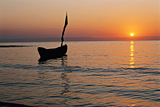 马达加斯加,渔船,日落,大幅,尺寸