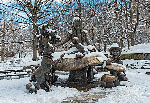 奇景,纪念,雕塑,中央公园,冬天,纽约,美国,北美