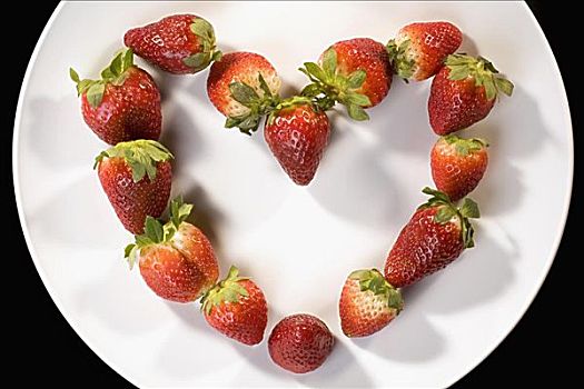 特写,草莓,盘子,形状,心形