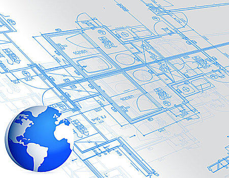 蓝图,地球,插画,设计