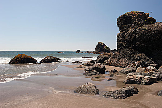 海滩,岩石构造,俄勒冈,美国