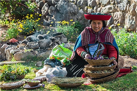 女人,自然,染料,秘鲁人,安第斯山,库斯科市,秘鲁