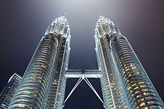 双子塔,夜晚,吉隆坡,马来西亚,亚洲