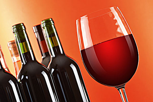 构图,葡萄酒杯,瓶子,红酒