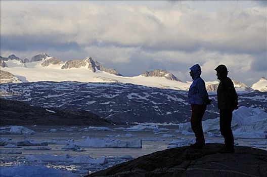 远足者,正面,冰山,峡湾,东方,格陵兰