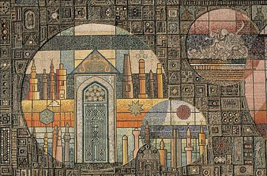 埃及,亚历山大,区域,堡垒,特写,镶嵌图案