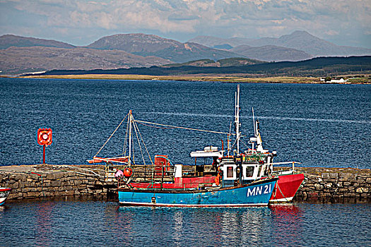 苏格兰,高地,渔船,港口,斯凯岛