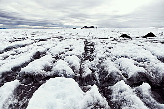 冰冻,积雪,风景,远景,山,冰岛