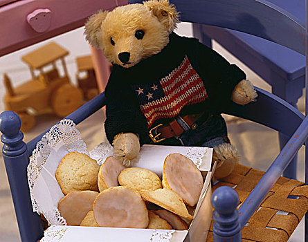 圆,冰冻,饼干,泰迪熊