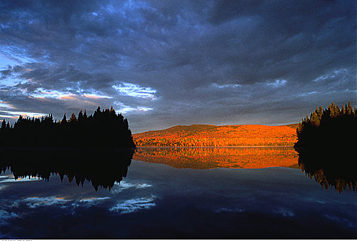 日出,湖,山,省立公园,新布兰斯维克,加拿大
