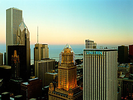 俯拍,建筑,城市,芝加哥,伊利诺斯,美国
