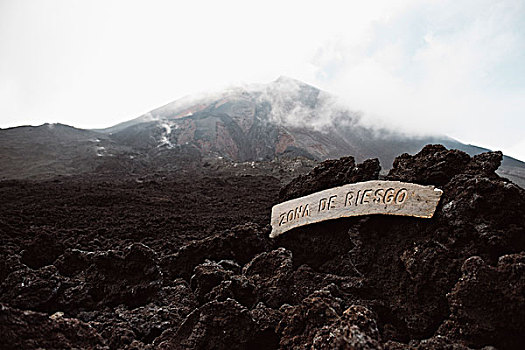 木质,标识,火山,安提瓜岛,危地马拉