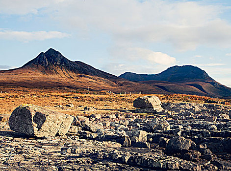 石头,漂石,山,苏格兰,英国