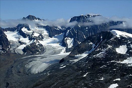 山峦,冰河,云,东方,格陵兰,北极