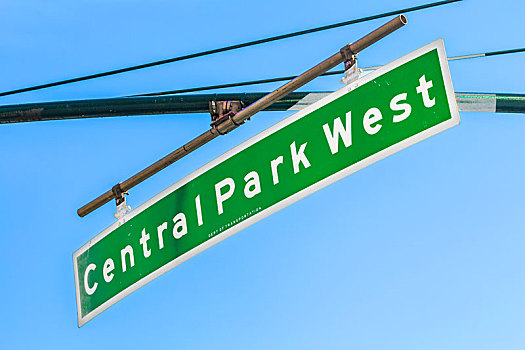 路标,悬吊,高处,中央公园,西部,纽约