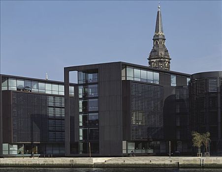 瑞典北欧联合银行,特写,相对,河岸,建筑,教堂