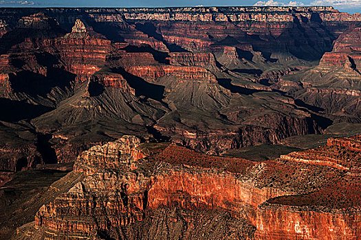 岩石构造,晚上,亮光,风景,南缘,小路,大峡谷国家公园,亚利桑那,美国,北美
