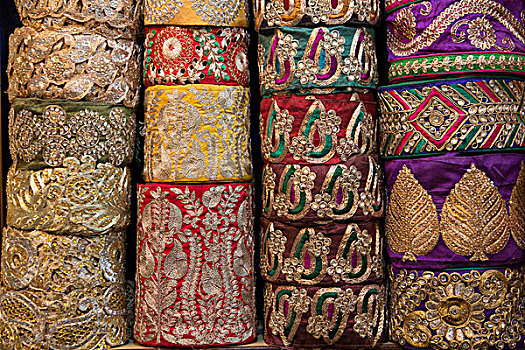 亚洲,新德里,彩色,锦缎,材质,出售