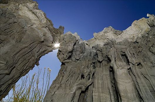 岩石构造,悬崖,边缘,莫诺湖,南,石灰华,藤蔓,加利福尼亚,美国